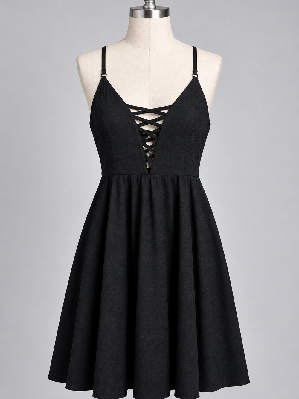 Volcom Black Strappy Crisscross Skater Mini Dress